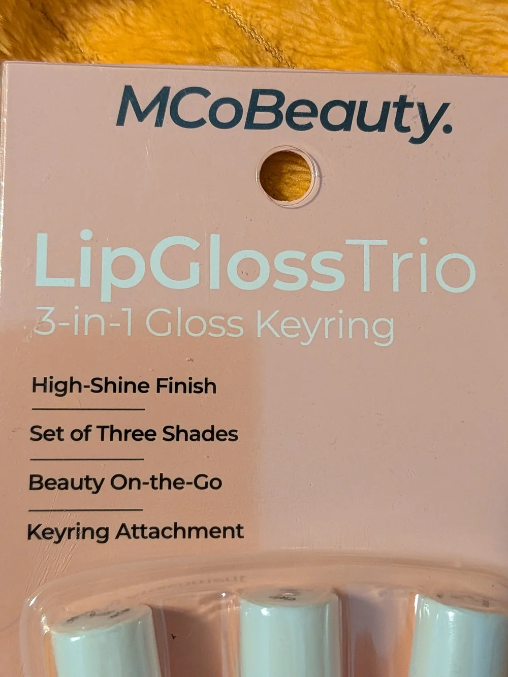 MCoBeauty LipGloss Trio Keyring - Set of 3 (Peach, Clear, Pink)